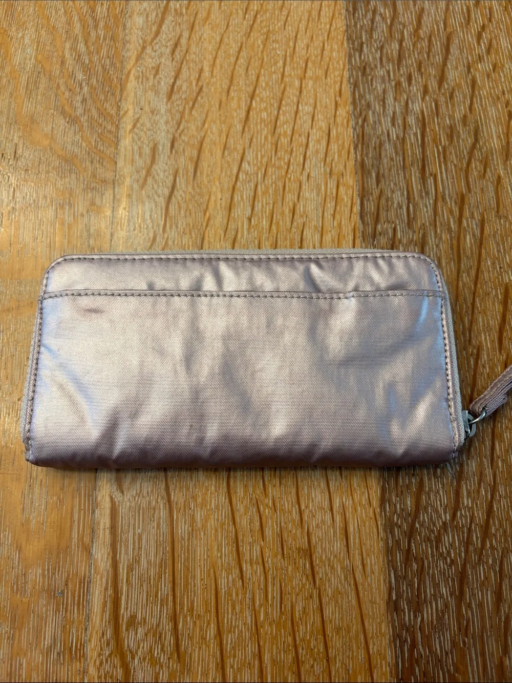 Kipling Metallic Pink Wristlet Zip Wallet